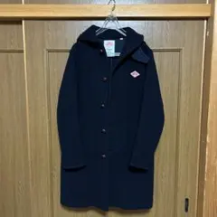DANTON フード付きネイビーウールコート 38
