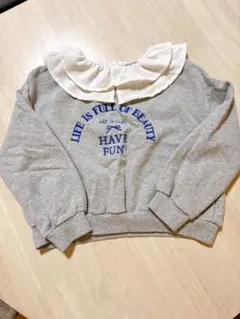 フリル襟付き　グレー トレーナー