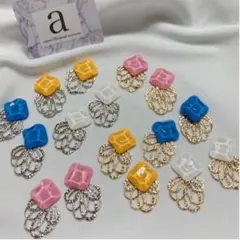 2094 2way☺︎スクエア型ピアス×フラワーシャワー☺︎