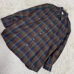 Burberry チェック柄シャツ ブルー ブラウン M カジュアル 羽織り