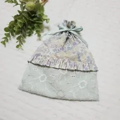 フリル巾着袋*ベッツィ*ベージュ*ハンドメイド