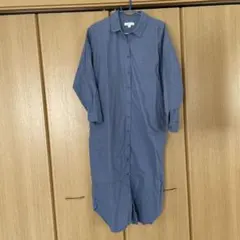 ニコアンド　ブルー 長袖 シャツワンピース サイズ4 Ｌサイズ