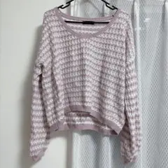 SHEIN ニット 長袖 ピンク ホワイト ボーダー 薄地 シンプル 白