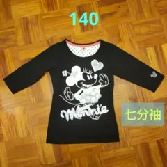 ガールズ ミニーマウス 七分袖 Tシャツ 140 黒