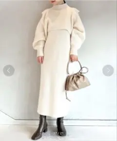 【美品】SNIDEL オープンアームニットワンピース　アイボリー