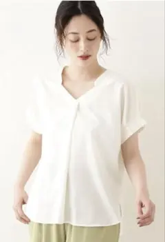 NATURAL BEAUTY BASIC 半袖 ブラウス ホワイト Mのサムネイル