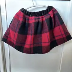 petit main 赤と黒と青のチェック フレアスカート 90