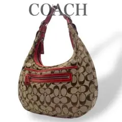 美品 Coach Shoulder Bag Hobo Signature Red