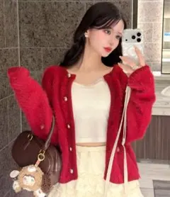 新品タグ付　グレイル　ボタンシャギーニットカーディガン[an1680]