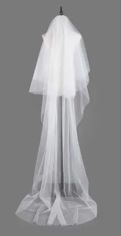 ホワイトウェディングベール コーム付き　チュール　花嫁