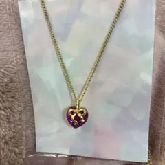 紫ピンクのハート型ネックレス