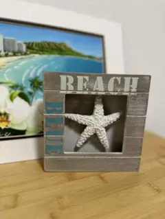 インテリア　 ビーチ星型オブジェ 木製フレーム