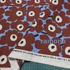 マリメッコ 生地 ミニウニッコ ブルーブラウン2023春 日本限定