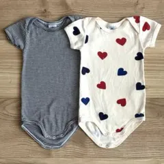 12m74cm プチバトー ロンパース ボディスーツ 2枚セット