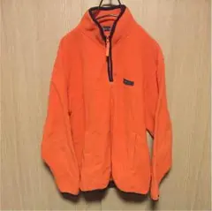 ヴィンテージ古着 ハイネックハーフzipプルオーバーフリース オレンジ L