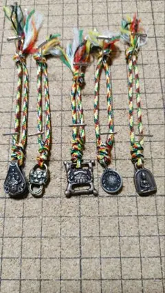 チベット　ラサ直送　トクチャ5個セット銅、真鍮、五色糸使用14㎜~20㎜送料無料