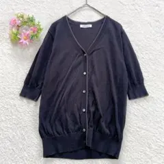 【ニューヨーカー】 サマーニット カーディガン （L） シェルボタン バイカラーのサムネイル
