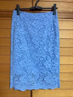 GU　レースタイトスカート　62ブルー　XL　ジーユー