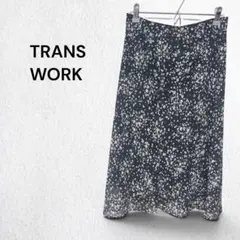 トランスワーク フレアスカート 42 L〜XL 総柄 シフォン モノトーンのサムネイル
