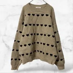 【FREAK'S STORE】ハート柄リブニット ゆったり 体型カバー(F)総柄