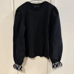 ZARA ブラック リブ編み トップス L