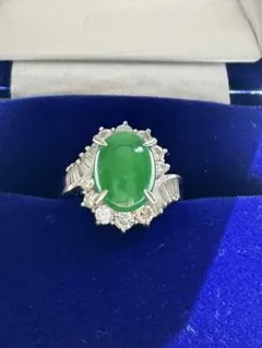 ホイ天然翡翠2.85ct ダイヤ1.10ct Pt900ヴィンテージリング 天然翡翠2.85ct ダイヤ1.10ct Pt900 ヴィンテージリング鑑別書付