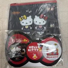 ハッピーくじ　ハローキティ　D賞フラットポーチF賞缶バッチ✖️2個