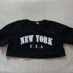 NEW YORK U.S.A ロゴ ショート丈 Tシャツ ブラック