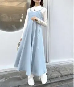 オリーブオリーブ コルセット見えデニムキャミワンピース ロングスカート スリット