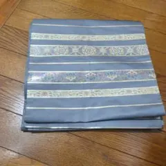 本場大島 反物 京乃伝統染元 正絹 青灰色 未仕立て 着尺 幾何学文様