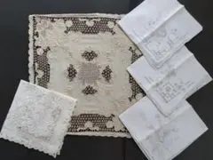スワトウ刺繍　レースハンカチ　ヴィンテージ