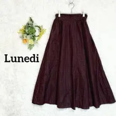 Lunedi/マキシ丈フレアスカート　ウエストギャザー　ボルドーチェック柄