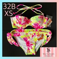 レア 新品 ヴィクトリアシークレット 32B/XS レディース 水着 白マルチ