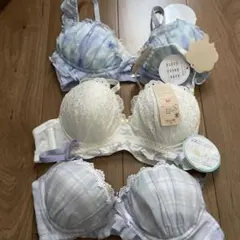ブラジャーセット M 水色・白・グレー