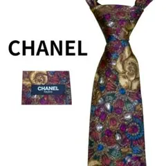 【美品】CHANEL シャネル ネクタイ 宝石柄 ジュエリー 総柄 シルク