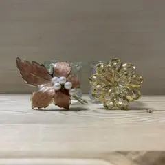 ☆ レトロ ブローチ お花 ジャンク 葉っぱ 錆 ☆