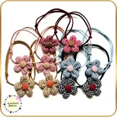 ✿お花のチョーカー　チェックカラ–✿　＊10本＊　犬用　猫用　トリミングチョーカ