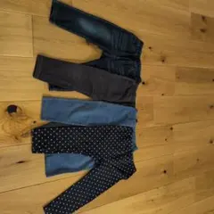 デニム・ドット柄パンツ4点セット 90cm