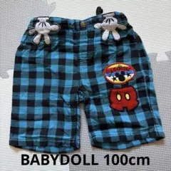 BABYDOLLミッキー刺繍 チェック柄 半ズボン 100cm