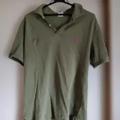 ブルックスブラザーズオリーブ色 Lサイズ ポロシャツ ピンクロゴ