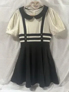 ハニーシナモン　Honey cinnamon 丸襟 半袖 ワンピース バイカラーのサムネイル