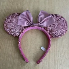ミニー耳カチューシャ ピンク スパンコール