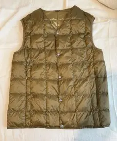 TAION ベーシック Vネックボタン インナーダウンベスト ベージュ