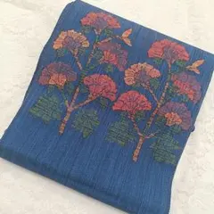 K106 名古屋帯 青 花柄