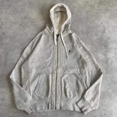 ポロバイ ラルフローレン ジップパーカー 古着 刺繍 グレー M 13504