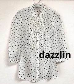 ダズリン フリルブラウス シアートップス ハート ドット 七分М 春 韓国 上品