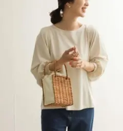 【DOORS】 ボリュー厶スリーブカットソー　長袖　アイボリー