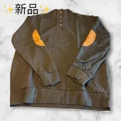 ✨新品✨メンズ ハーフボタン ニット セーター ブラック エルボーパッチ Lのサムネイル