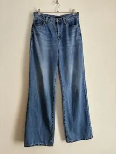 UNIQLO JEANSのワイドストレートジーンズ ブルー デニム