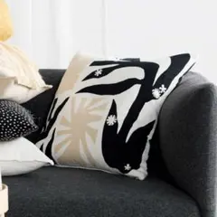 未開封 IKEA ドラボル クッションカバー ブラック/ライトベージュのサムネイル